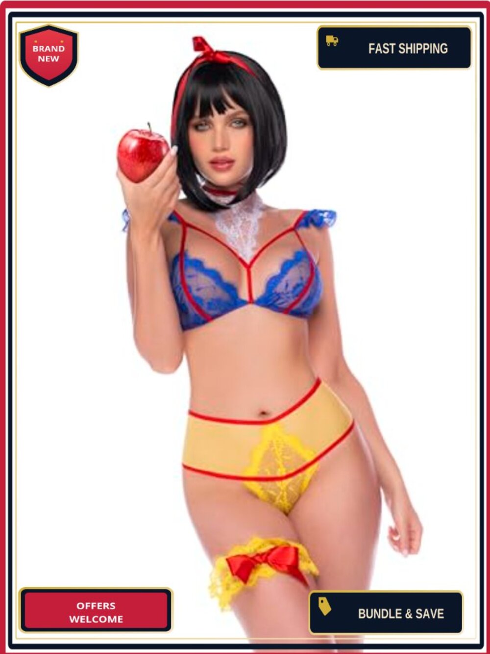 Princess Lingerie Set Halter Bra G-String Garter Cosplay Costume